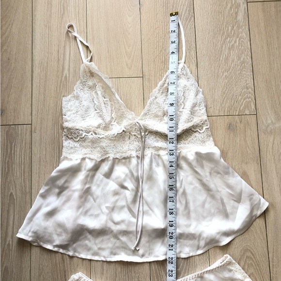 Victoria's Secret Satin & Lace Babydoll Cami Top & Shorts Pajama Set White SizeS - Picture 6 of 15